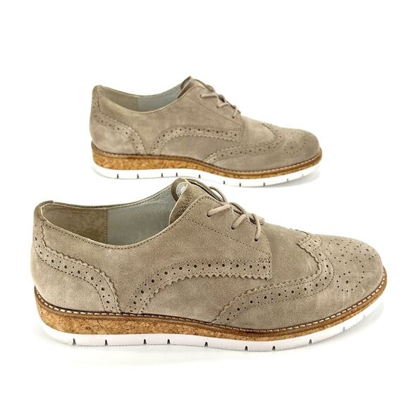 Gabor Women Comfort Optifit Oxford Size 9.5 Tan Suede Wingtip Casual Sneakers - Picture 1 of 16
